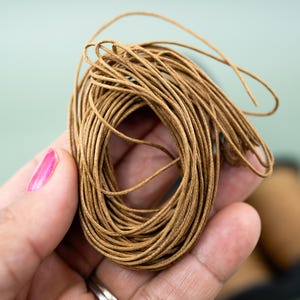 Light Brown Non-Waxed Braided Cotton Cording, 1mm Thickness for Macrame, Jewelry Making, and Crafts | 25 feet or 100-meter Spool