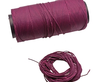Eggplant Purple: Waxed Polyester Cord, 1mm x pack of 25 feet (8.33 yards) or 500 feet spool, 2-ply / Hilo Encerado, Linha Encerada, Supplies