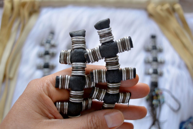 Cross Tuareg Magic: African Tuareg Tassels, 6.5, Single Layers, Tribal Colors, Sold by Each / Tribal Nomad Pendant, Nomadic Jewelry, Decor image 3