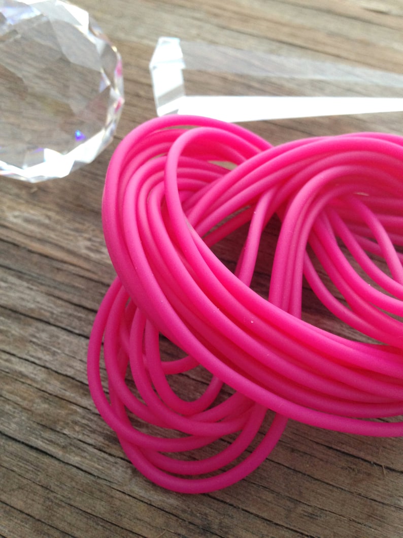 Neon Hot Pink SOLID Rubber Tubing 2mm X 5 Yards / Jewelry Etsy