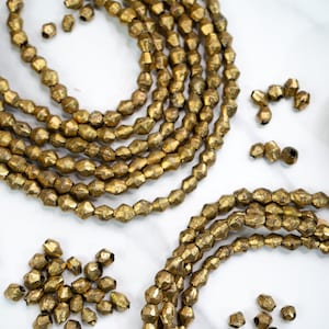 Brass Bicone Beads: African Brass Beads in a Bicone Shape, 7 to 10mm beads, 60 + beads Full Strand, African Metal Beads, Trade Beads, Jewelry Making Supplies