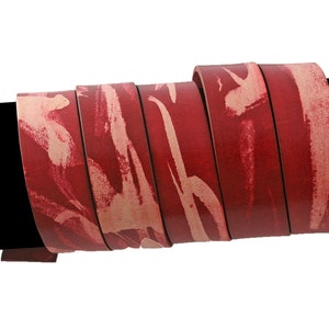 Correa de cuero rojo arándano de dos tonos, 20 mm de ancho, cuero ecológico, fabricada en EE. UU., se vende en incrementos de 16&quot; / Correas de cuero, cordón de cuero