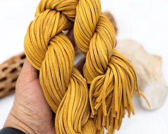 BULK Golden Gelbes Hirschlederband - 3 mm x 36 Zoll, 10 Stück | Deer Lace, weiche Hirschlederspitze für die Schmuckherstellung und zum Basteln