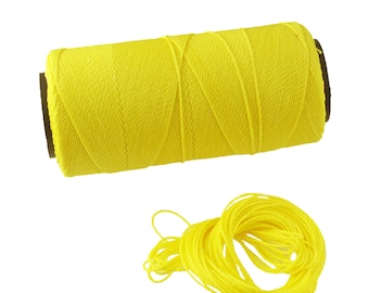 Neon Yellow Waxed Polyester Cord 1mm Macrame Cord, 25 or 500 Feet Beading Cording