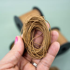 Light Brown Non-Waxed Braided Cotton Cording, 1mm Thickness for Macrame, Jewelry Making, and Crafts | 25 feet or 100-meter Spool