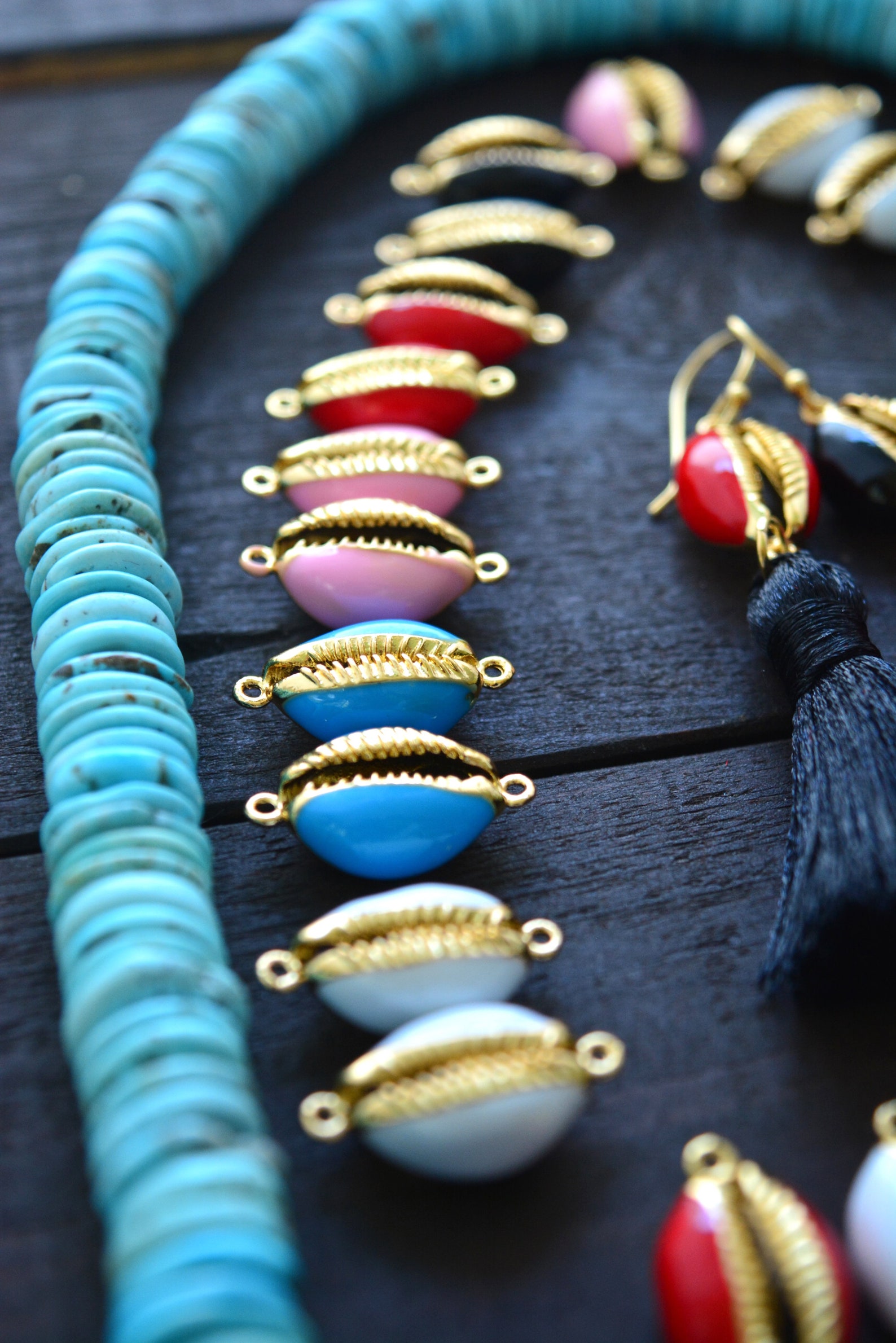 Multi Pack Gold-plated Enamel Cowrie Shell Links – 10 Shells, Beach ...