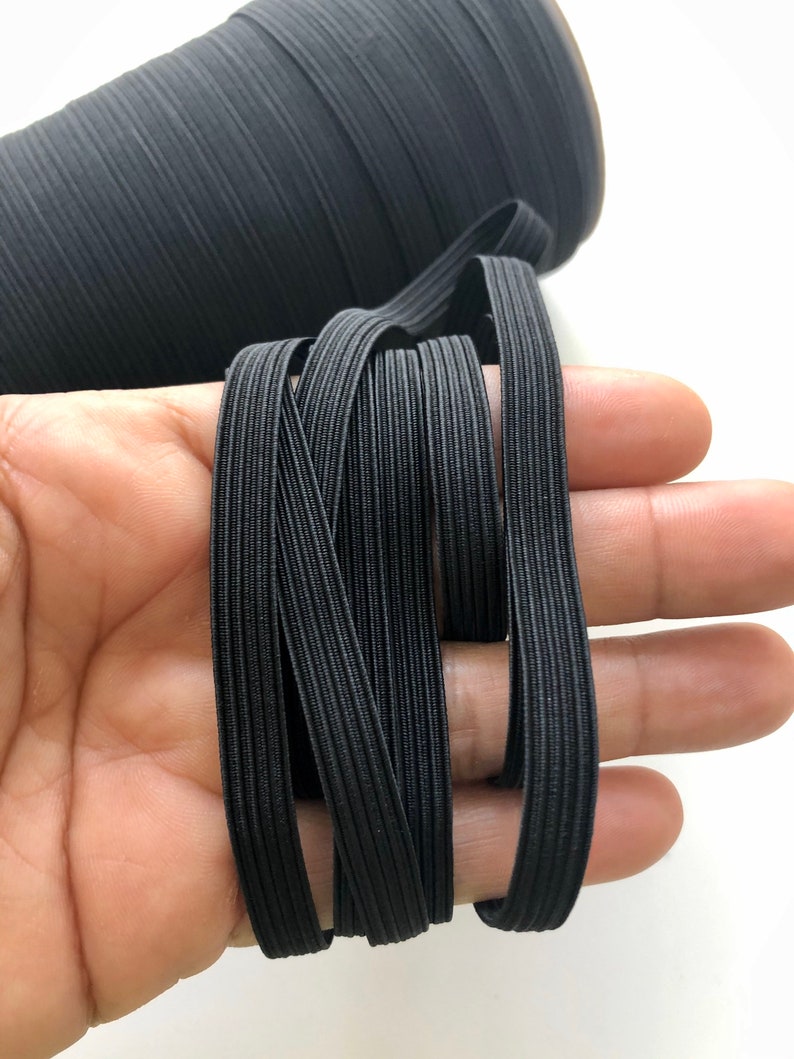Black Flat Elastic Cord 8mm and 6mm One Yard 1 Yard / Etsy