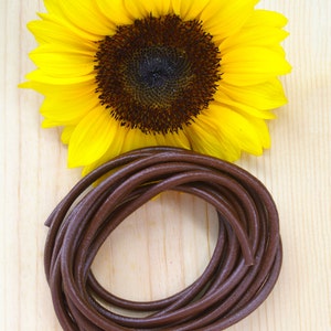 Dark Brown 5mm Round Leather Cord, 2+ feet straps / Organic Leather, Round Leather, Leather Jewelry, Thick Leather Cording, Jewelry Supplies