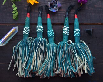 Green Tuareg Magic: African Tuareg Tassels, 8", Single Layers, Tribal Colors, Sold by Each / Tribal Nomad Pendant, Nomadic Jewelry, Decor