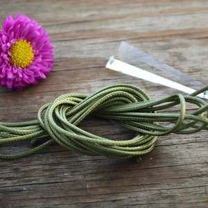 Glossy Polyester: Olive Green 2mm x 10ft Braided Glossy Polyester - Nylon Cord / DIY craft cord, Snake Cord, Shamballa Bracelets / Supplies