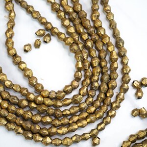 Brass Bicone Beads: African Brass Beads in a Bicone Shape, 7 to 10mm beads, 60 + beads Full Strand, African Metal Beads, Jewelry Supplies