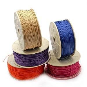 BRAIDED COTTON CORD 1mm. Package with 5 colors, 25ft each. Pick your color. image 1