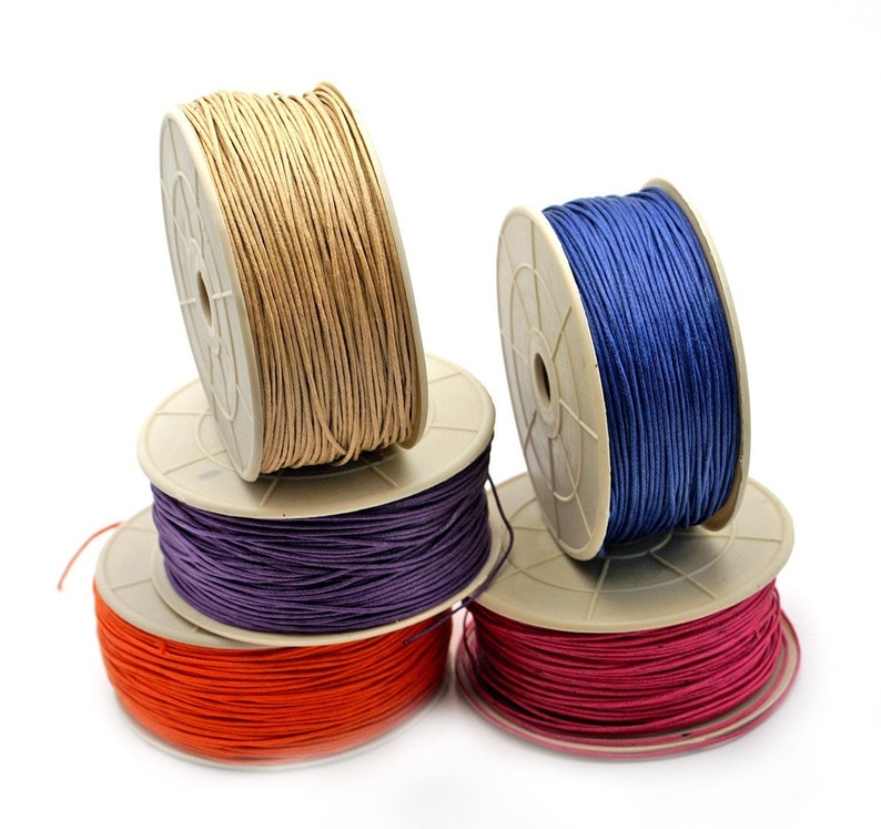 BRAIDED COTTON CORD 1mm. Package with 5 colors, 25ft each. Pick your color. image 1