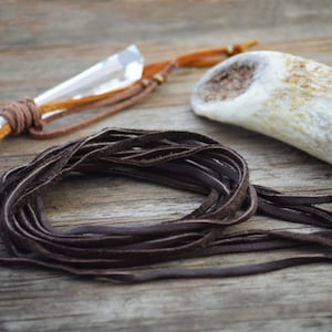 Fudge Brown: 3mm (1/8") Deerskin Leather Strap, 36" long / Deer Leather, Deer Hide, Buckskin, Soft Deer Suede, Jewelry Making Supplies