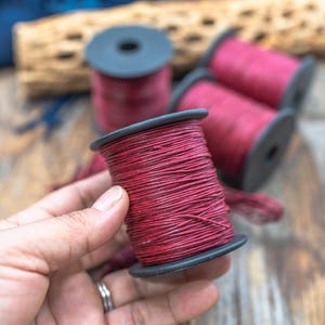 Red Velvet Non-Waxed Braided Cotton Cording, 1mm Thickness for Macrame, Jewelry Making, and Crafts | 25 feet or 100-meter Spool