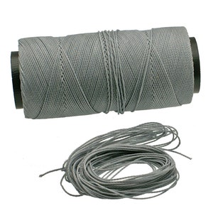 Light Gray: Waxed Polyester Cord, 1mm x pack of 25 feet (8.33 yards) or 500 feet spool, 2-ply / Hilo Encerado, Linha Encerada, Supplies