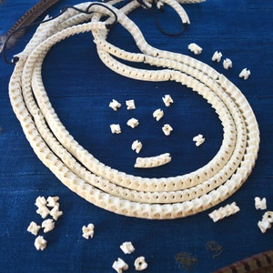 The Brianna Long Necklace: Long Snake Vertebrae Necklace in White, Real Snake Vertebrae, 7-12mm, 35 plus, 90-100 beads, Tribal Jewelry image 2