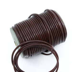 Dark Chocolate Brown, 5mm Round Leather Cord / Organic Leather, Round Leather, Leather Jewelry, Leather Cording, Jewelry Supplies