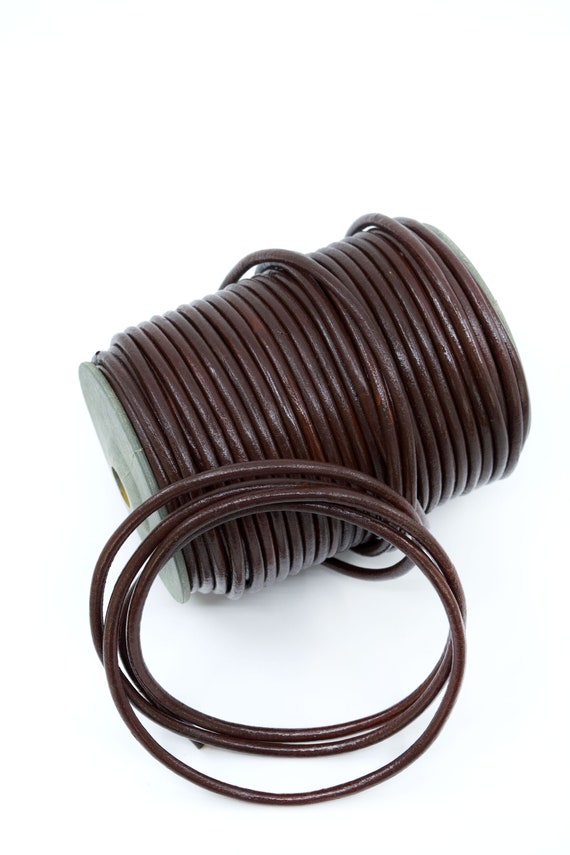 Yarda 1 3A 5mm marrón cordón trenzado de cuero redondo seleccione longitud Suministros al Por Mayor 