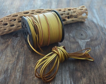 Gold Textured Faux Suede Leather Cord, 15 feet bundle (5 yards) / Microfiber, Vegan Suede, DIY Cord Supplies, Faux Suede Cord, Supplies