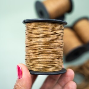 Light Brown Non-Waxed Braided Cotton Cording, 1mm Thickness for Macrame, Jewelry Making, and Crafts | 25 feet or 100-meter Spool