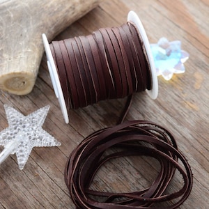 Fudge Brown: 3mm Deer Suede Lace, Leather Strap for Jewelry & Crafts, 5 Feet or Full Spool