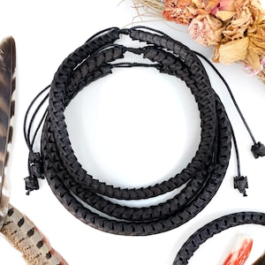 The Brianna Chocker in Black: Real White Snake Vertebrae Choker Necklace, 7-12mm, 18 inches necklace, Bohemian, Juju, Oddities