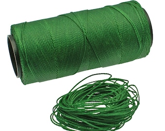 Grass Green: Waxed Polyester Cord, 1mm x pack of 25 feet (8.33 yards) or 500 feet spool, 2-ply / Hilo Encerado, Linha Encerada, Supplies