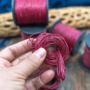 Red Velvet Non-Waxed Braided Cotton Cording, 1mm Thickness for Macrame, Jewelry Making, and Crafts | 25 feet or 100-meter Spool