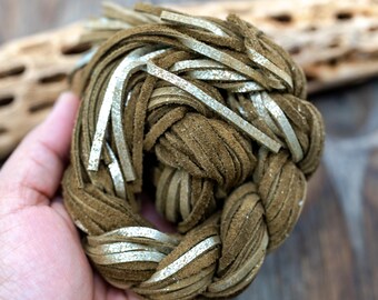 Walnut Sparkles: 3mm Glitter Brown Suede Leather Lace – 36 inches Cowhide Strap for Jewelry Making and Crafting | Suede Lace