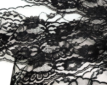 Black Lace: 1.5" wide Delicate Flower Lace, Flower Trim, Flower Ribbon sold by the yard for Sewing, Weddings, Decoration, Supplies