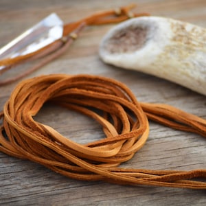 Rust: 3mm (1/8") Deerskin Leather Strap, 36" long / Deer Leather, Deer Hide, Buckskin, Soft Deer Suede, Jewelry Making Supplies