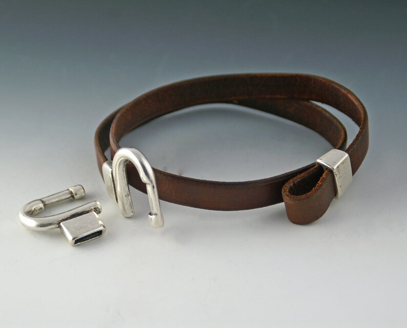 Silver LOOP and SLIDE Leather Clasp / Leather Closure for 10mm Etsy