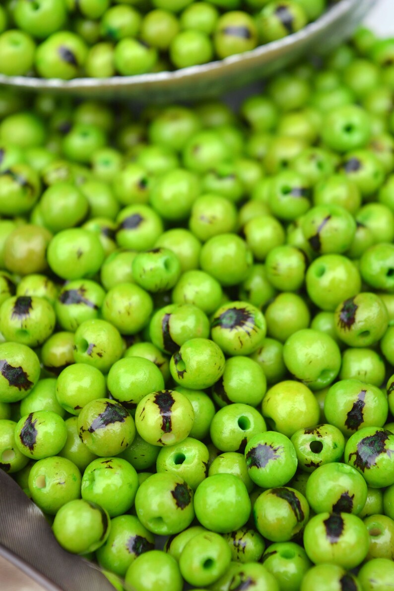 Apple Green: Real Acai Beads from South America, 8-10mm / Pick your qty / Eco-Friendly Beads, Natural Seeds, DIY Jewelry Making Supplies image 3