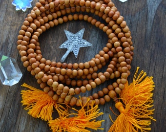8mm Light Faux Sandalwood Beads,108 beads, Natural Light brown Wood Beads / Ready to wear / Spiritual, Boho Beads, Yoga Jewelry / Supplies
