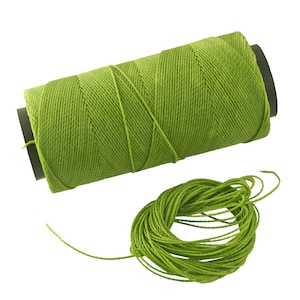 Pistachio Green: Waxed Polyester Cord, 1mm x pack of 25 feet (8.33 yards) or 500 feet spool, 2-ply / Hilo Encerado, Linha Encerada, Supplies
