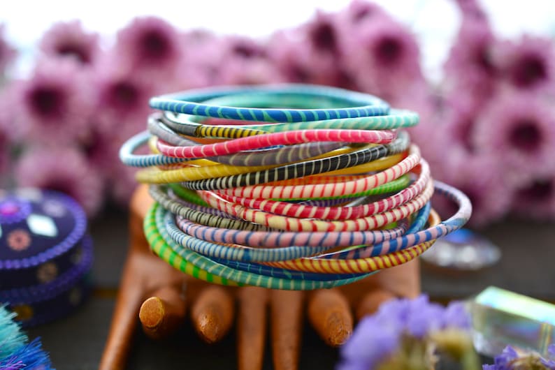 Candy Arm Party Stack 12 Recycled Flip Flop Bracelets Etsy
