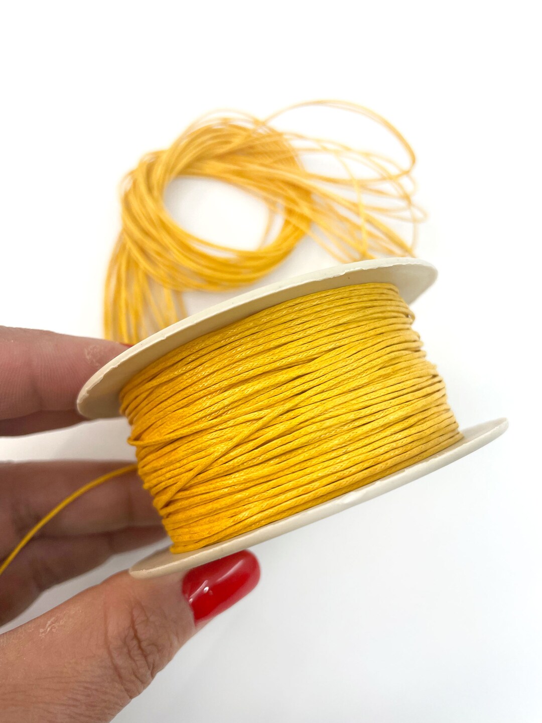 Sunny Yellow Nonwaxed Cotton Cording, Approx. 1mm, 25 Feet or 100