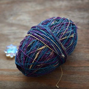 Indigo Skies Mix: Natural Hemp Yarn from Nepal, Hand Spun Hemp Fiber / Fibers, Hemp Thread, Nepalese Hemp, Jewelry making / Blue, Purple