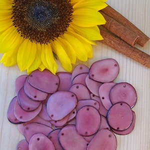 Tagua Thin Slices: Mauve Pop Tagua nut Slices, 2 Holes, 10pcs / Vegetable Ivory, Eco Beads, Organic beads, Natural Beads, Tagua Nuts