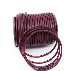 Eggplant Purple, 5mm Round Leather Cord / Organic Leather, Round Leather, Leather Jewelry, Leather Cording, Jewelry Supplies