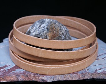 Natural 10mm Flat Leather Cord. Sold by pack of 16" ( inches).
