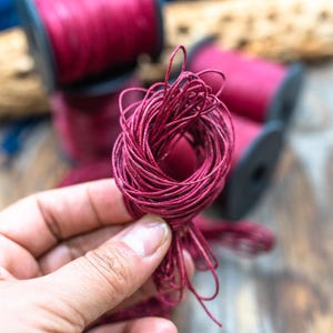 Red Velvet Non-Waxed Braided Cotton Cording, 1mm Thickness for Macrame, Jewelry Making, and Crafts | 25 feet or 100-meter Spool