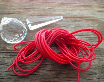 Blood Red: HOLLOW Rubber Tubing, 2mm x 5 yards / Jewelry Supplies, Knotting, Stringing, Craft Supplies, Beading Cord