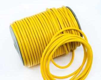 Yellow 5mm Round Leather Cord, Sold by the Foot