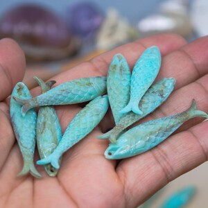 Marble Seafoam Blue Fish Charm 48mm German Resin Pendant, 1 Piece, Beach Jewelry Supply