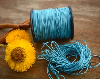 Cordón de algodón trenzado azul turquesa de 1 mm, sin encerar, para macramé y joyería. Bobina de 100 metros o 7,62 m.