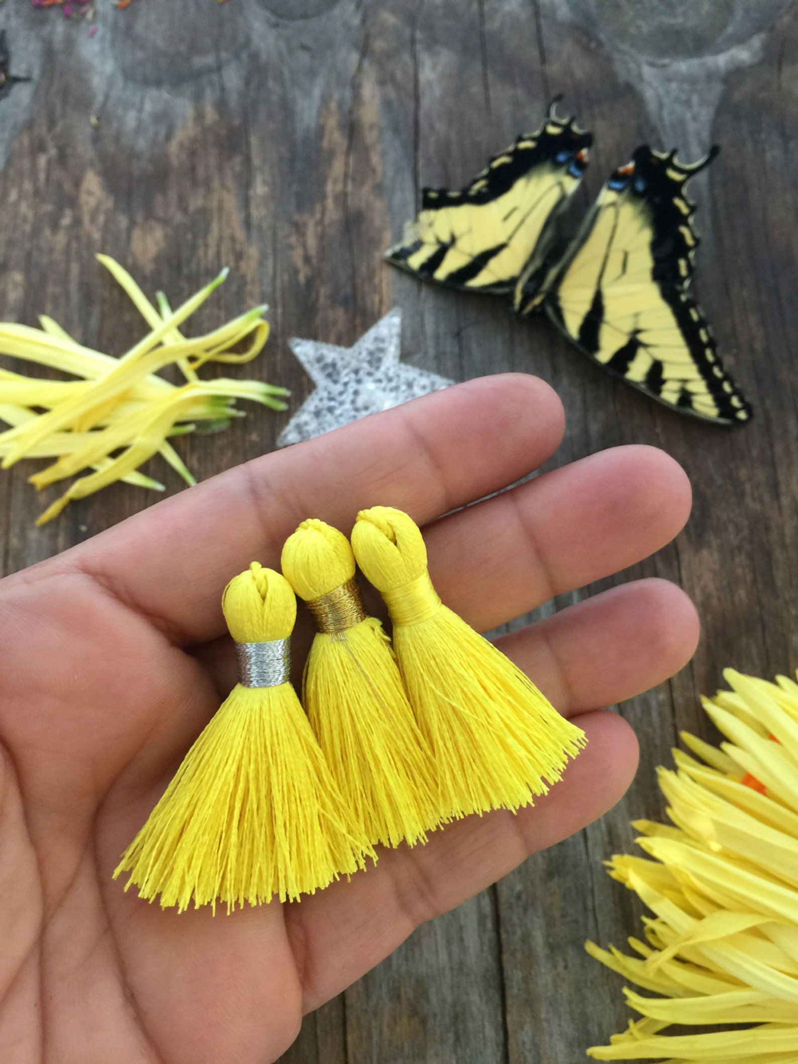 Bright Yellow 1.75 Small Silk Luxe Tassels 2pcs Etsy