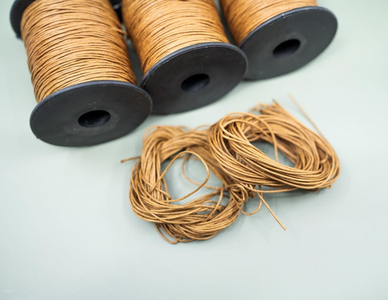 Light Brown Non-Waxed Braided Cotton Cording, 1mm Thickness for Macrame, Jewelry Making, and Crafts | 25 feet or 100-meter Spool