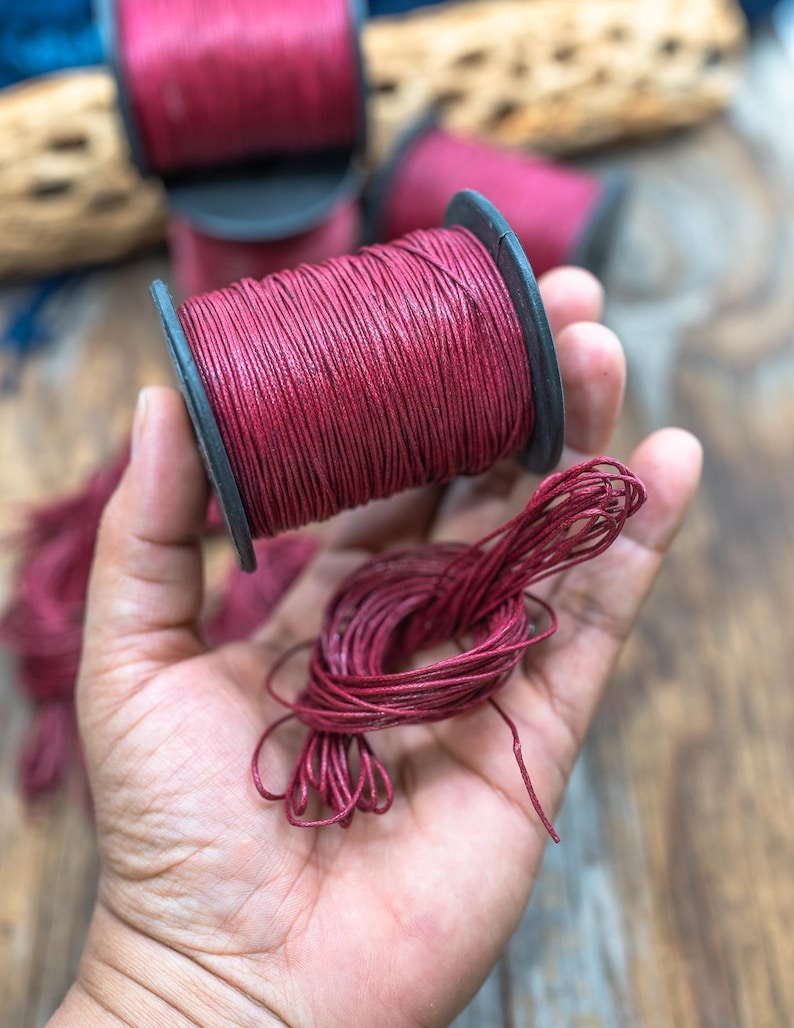 Red Velvet Non-Waxed Braided Cotton Cording, 1mm Thickness for Macrame, Jewelry Making, and Crafts | 25 feet or 100-meter Spool